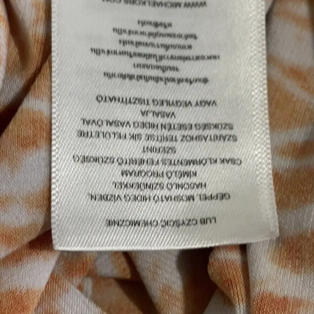 Michael Kors Dress Womens XS Orange & White Patterned Cap Sleeve